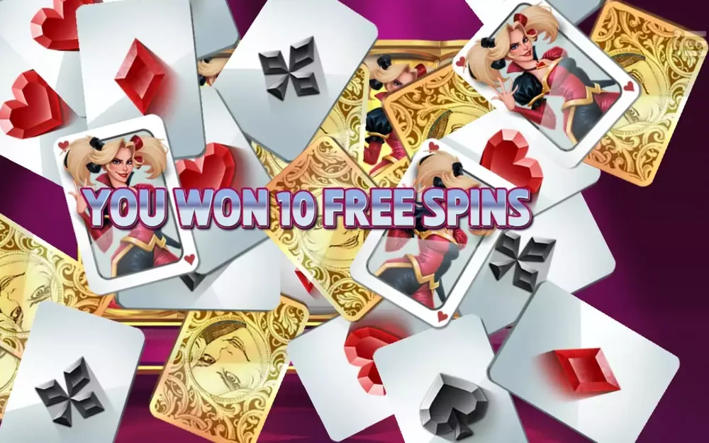 Wild Harlequin — Free Spins triggered screen awarding 10 free spins