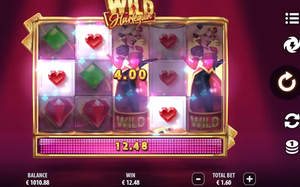 Wild Harlequin — two stacked Wild Harlequin reels landing together for a win